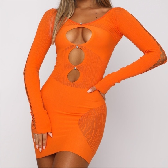 NWT White Fox One of a Kind Mini Dress in Orange - One Size - Picture 1 of 7